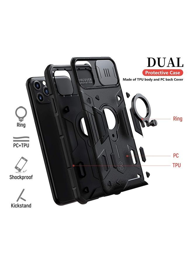 NIBEMINENT CamShield Armor With Slide Protective Case Cover, Ring And Kickstand For Apple iPhone 11 Pro Max (2019) Black  - Image 2
