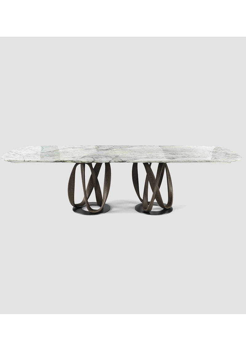 AL HUZAIFA FURNITURE - Infinity 10-12 Seat, Dining Table Victorian Marble Top, Ashwood Legs - Image 1