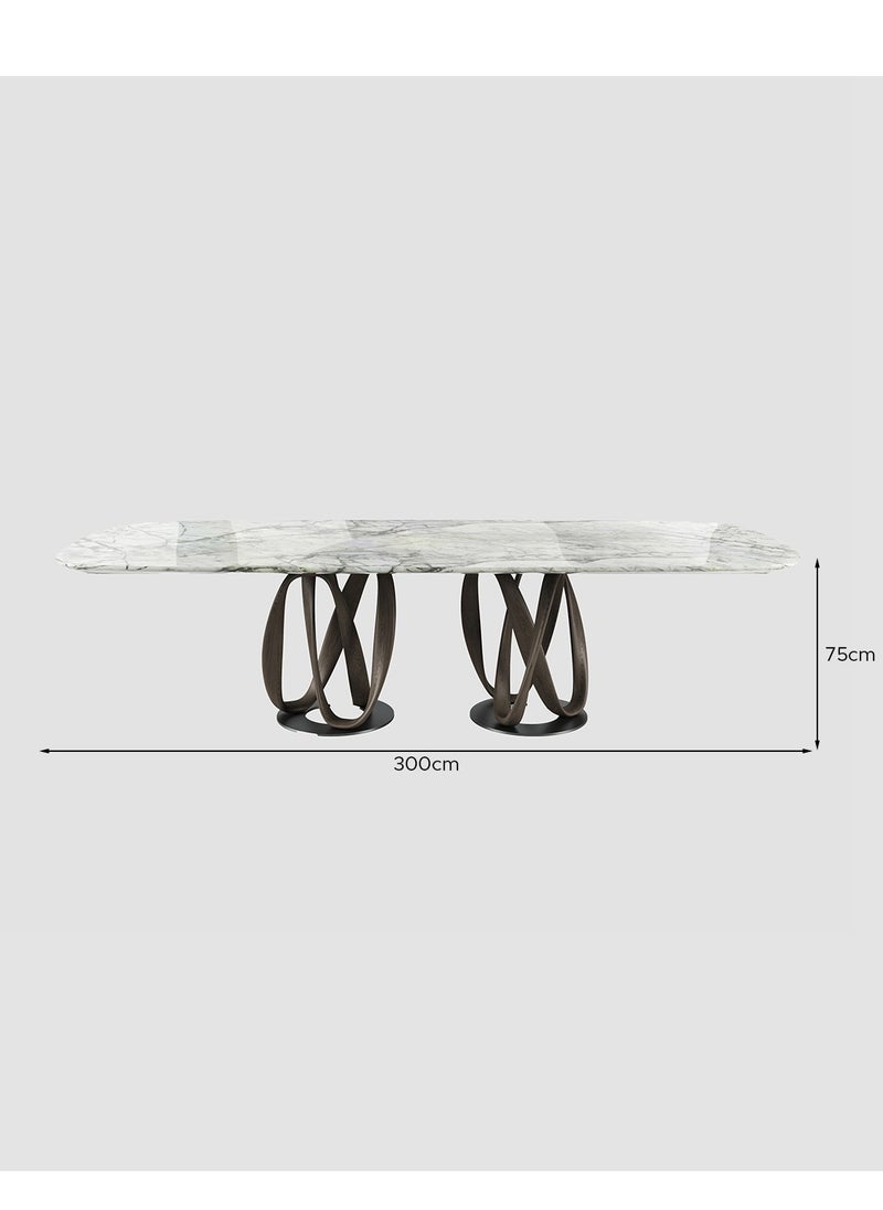 AL HUZAIFA FURNITURE - Infinity 10-12 Seat, Dining Table Victorian Marble Top, Ashwood Legs - Image 1