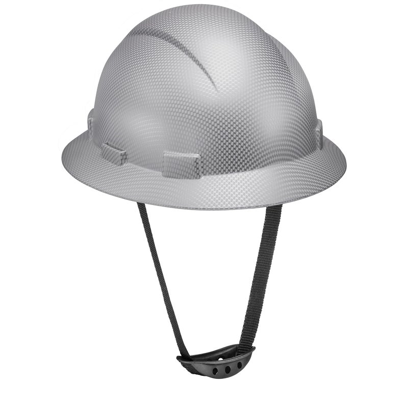 Acerpal Full Brim Non-Vented Ice Cube Platinum Carbon Fiber Design Matte Finish OSHA Hard Hat with 6-Point Suspension - Image 1
