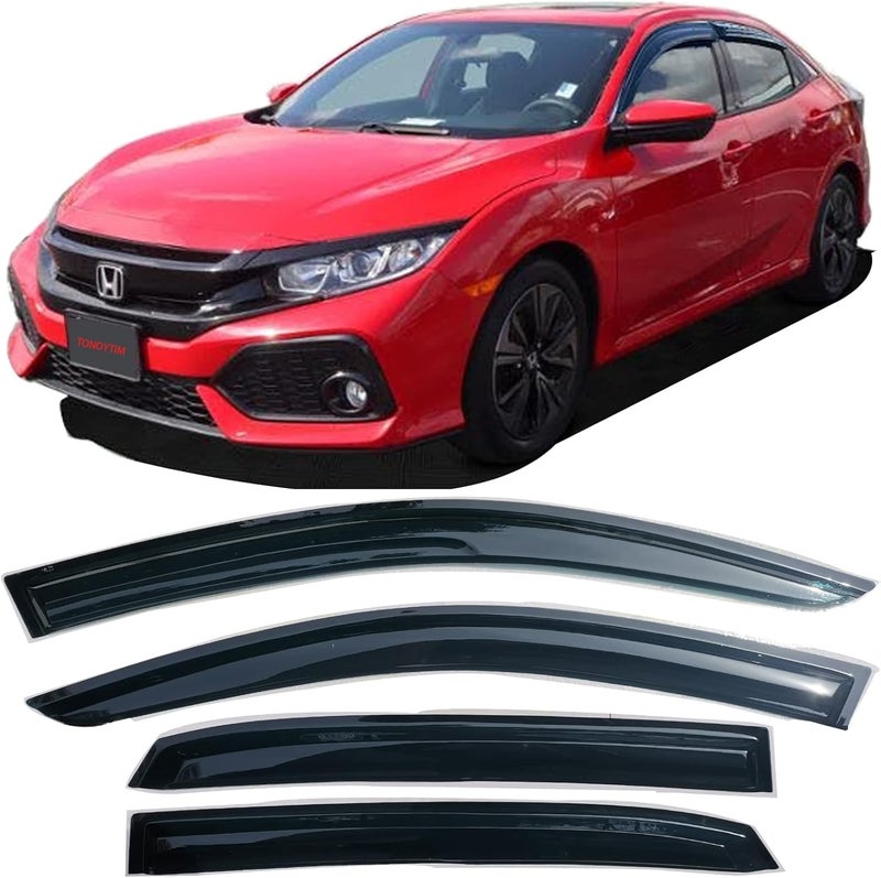 TONOYTIM Side Window Visors Rain Guards for Honda Civic Hatchback 2016-2021, 4pcs - Image 1