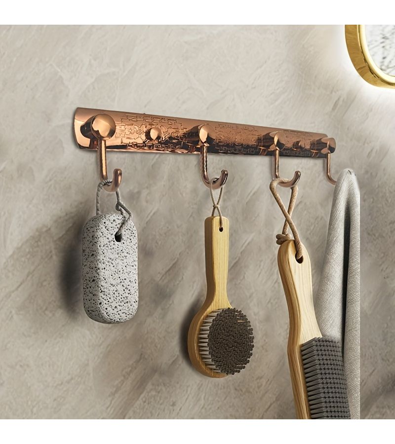 1pc Vintage Clothing Hook Antique Bronze Color 8 Hooks Chinese Style 304 Stainless Steel Heavy Duty Thickened Elongated Hanger Suitable for Bedroom Behind Door Kitchen Bathroom Entryway - Image 4