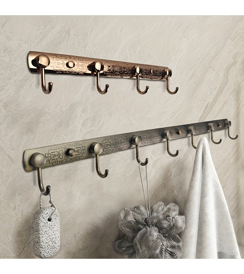 1pc Vintage Clothing Hook Antique Bronze Color 8 Hooks Chinese Style 304 Stainless Steel Heavy Duty Thickened Elongated Hanger Suitable for Bedroom Behind Door Kitchen Bathroom Entryway - Image 5