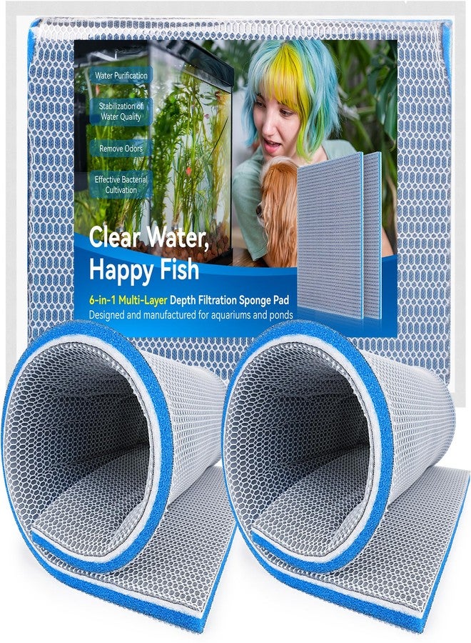 Borlech 8-Layer Fast-Acting Aquarium Filter Pad - Cut-to-Size Aquarium Floss Media for Fish Tank, Pond, Sump - Fast Water Polishing in Hours (15.75"x11.81"x0.6", 2 Pack) - Image 1