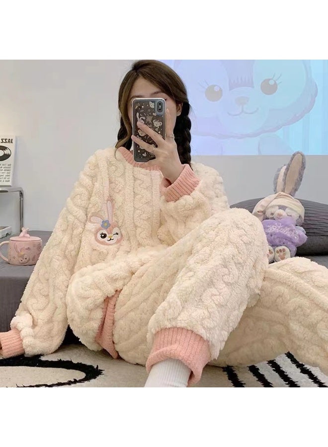 Winter Women's Thickened Flannel Pajama Set