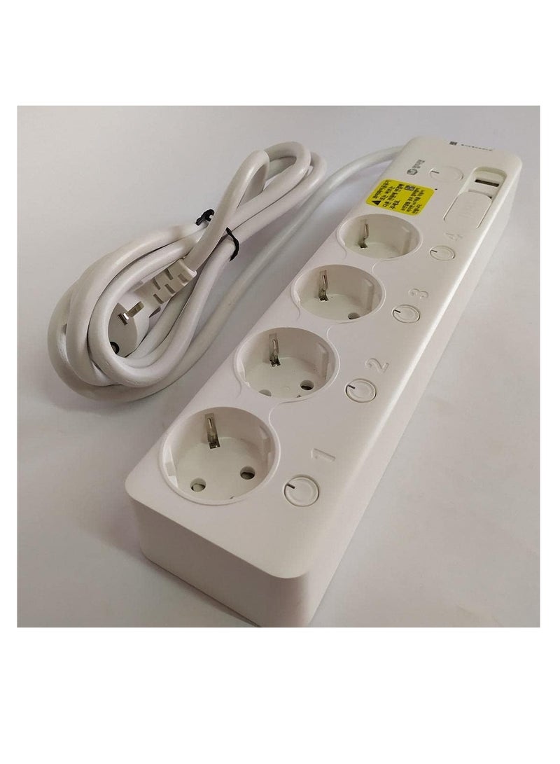 "مشترك كهرباء نحاس 16 أمبير بأربع مخارج ومنفذين شحن مع حماية داخلية وتحكم منفصل"