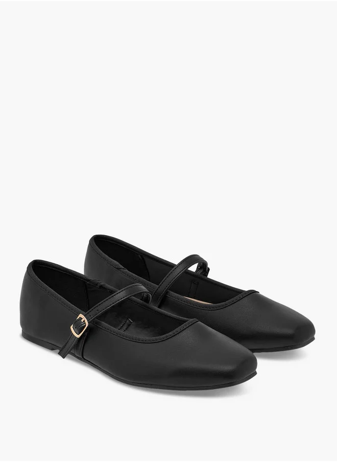 Flora Bella By Shoexpress Women's Solid Mary Jane Shoes with Buckle Closure