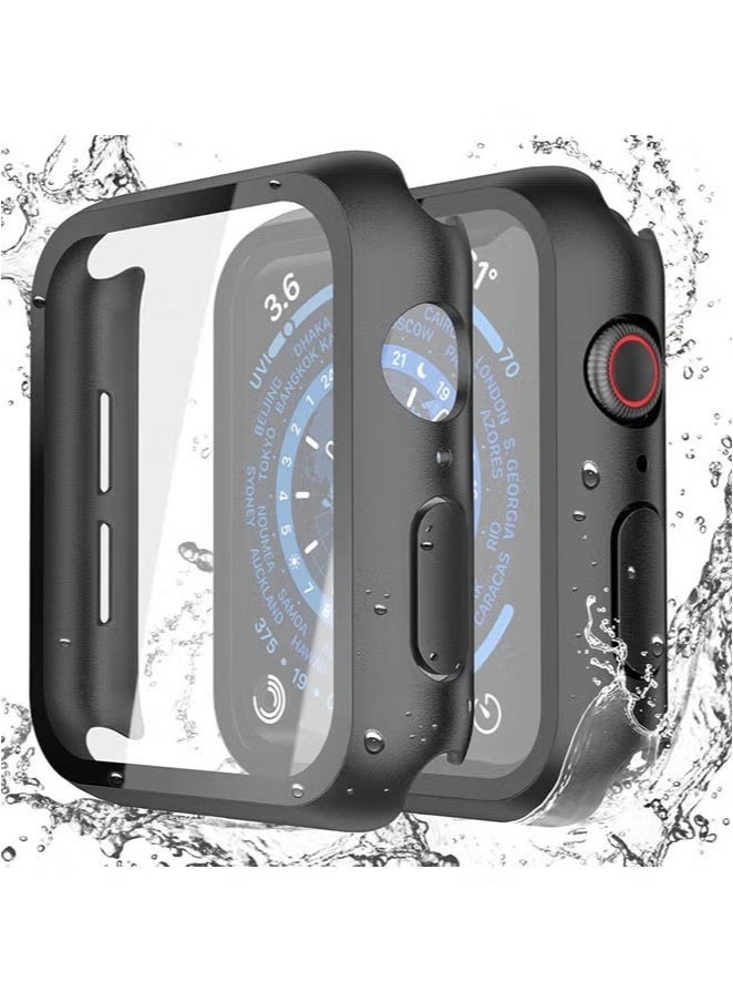 Waterproof Case for Apple Watch Screen Protector 42mm Series 10 Tempered Glass Face Cover (42mm, Black) - Image 1