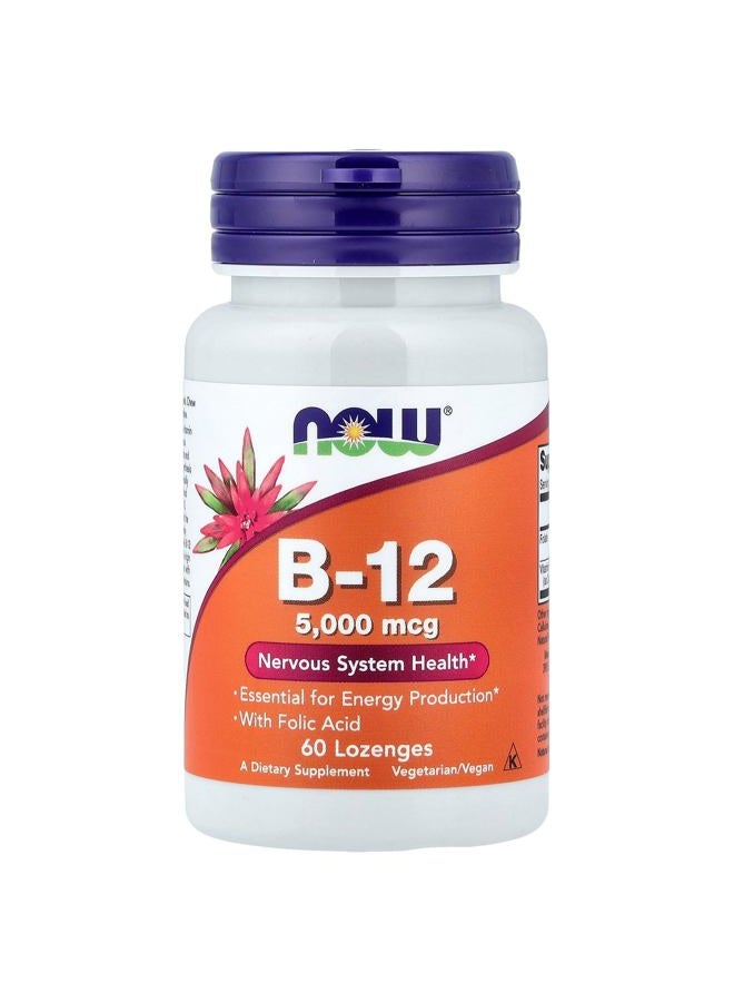 now Foods Vitamin B-12,60 Tabs 5000 Mcg - Image 1