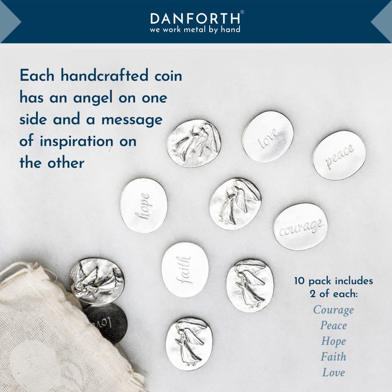 DANFORTH Vilmain Pocket Angel | Handcrafted in USA | Pewter Pocket Tokens with Inspirational Words | Gift Bag (Pack of 10) - Image 4