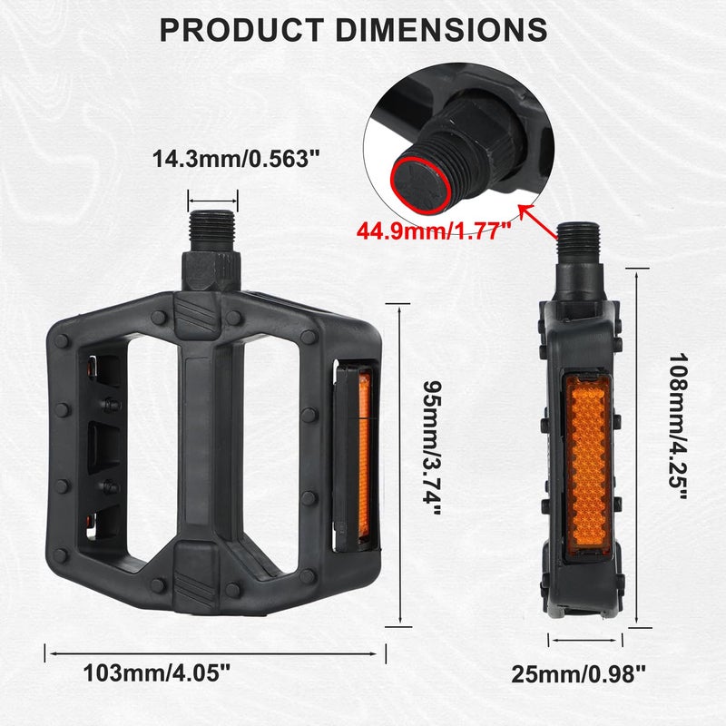 FBGAGH Bike Pedals 9/16" Lightweight Non-Slip Bicycle Platform Pedals - Fits Most Adult Bikes & Mountain Bikes &MTB, Durable and Slip-Resistant Design - Image 2