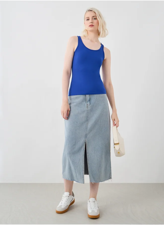 Styli Solid Round Neck Cami Top