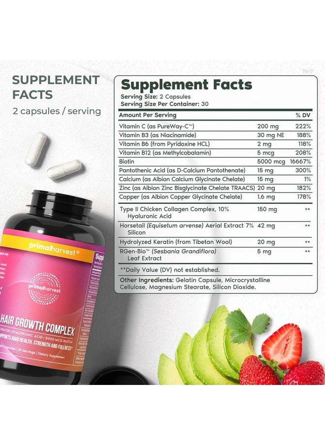 Primal Harvest Primal Harvest Hair Growth Vitamins, Hair Growth for Women & Men - 60 Hair Growth Pills, Natural Hair Thickening Products for w/Biotin & Zinc - Hair Supplement, Regrowth Hair Vitamins  - Image 2