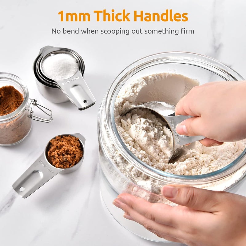 U-Taste 18/8 Stainless Steel Measuring Cups: U-Taste Metal Measure Cup Set of 7, Kitchen Utensils for Cooking Baking: 1/8 Cup, 1/4 Cup, 1/3 Cup, 1/2 Cup, 2/3 Cup, 3/4 Cup, 1 Cup Dry and Liquid Ingredients - Image 5