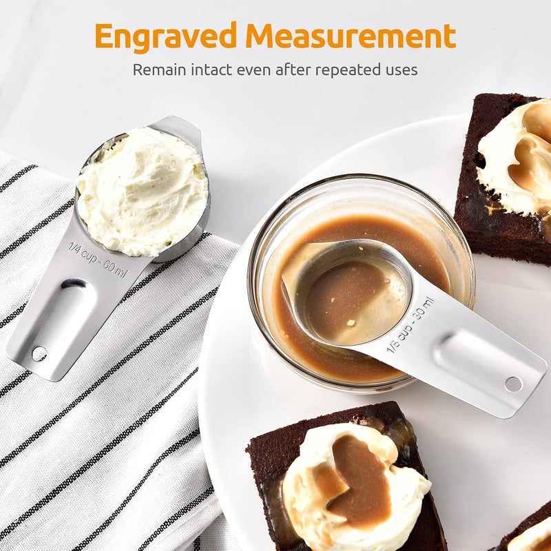 U-Taste 18/8 Stainless Steel Measuring Cups: U-Taste Metal Measure Cup Set of 7, Kitchen Utensils for Cooking Baking: 1/8 Cup, 1/4 Cup, 1/3 Cup, 1/2 Cup, 2/3 Cup, 3/4 Cup, 1 Cup Dry and Liquid Ingredients - Image 4
