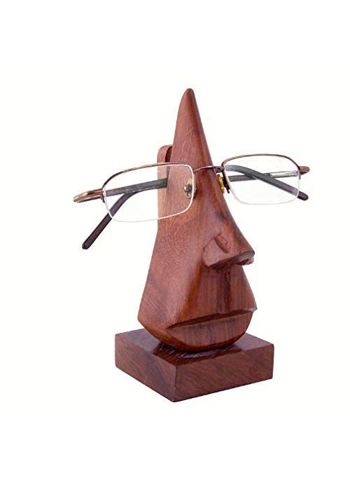 Generic SwuD Wooden Handmade Spectacle Holder Glasses Holder Chasma Stand Wooden Nose Shaped Eyeglass Holder Spectacle Display Stand Gift Accessory  - Image 1