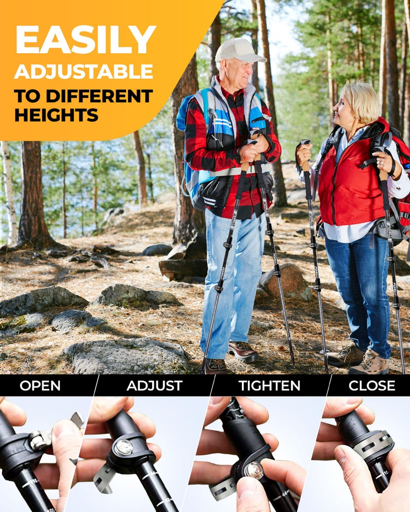 Foxelli Trekking Poles – Lightweight Collapsible Aircraft Grade Aluminum Hiking Poles with Cork Grips Quick Locks & All-Terrain Accessories – Pair of 2 - Image 4