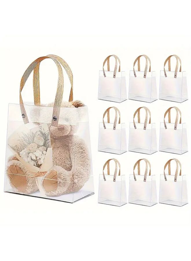 10pcs Pink Heart Balloon Clear Plastic Gift Bags with Twine Handles 5.9x5.1in - Image 2