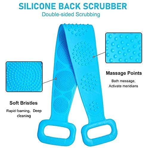 Hriman Silicone Body Back Scrubber Bath Brush Washer For Dead Skin Removal Mens Womens Double Side Brush Belt For Shower Exfoliating Belt Easy to Clean Lathers Well 1 - Image 2