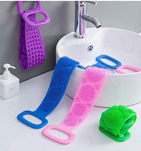Hriman Silicone Body Back Scrubber Bath Brush Washer For Dead Skin Removal Mens Womens Double Side Brush Belt For Shower Exfoliating Belt Easy to Clean Lathers Well 1 - Image 1
