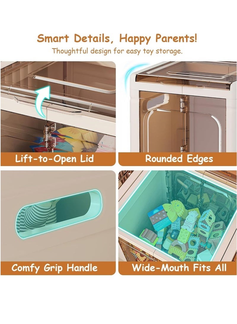 ميون صندوق ألعاب أطفال قابل للطي مع بكرات، منظم تخزين ألعاب كبير قابل للطي، صندوق ألعاب للأولاد والبنات، صندوق ألعاب لغرفة الأطفال، غرفة المعيشة، غرفة النوم - Image 4