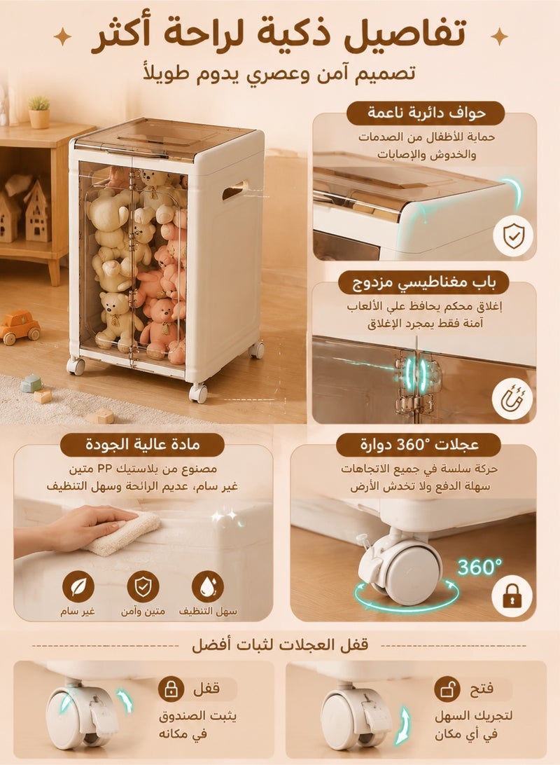 ميون صندوق تخزين ألعاب للأطفال قابل للطي مع عجلات – منظم ألعاب كبير السعة لغرفة الأطفال والمنازل - Image 4