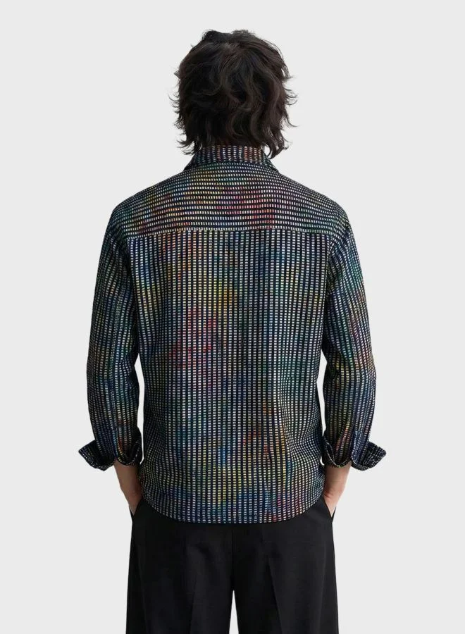 ذا انديان كراج كو Men Regular Fit Textured Cutaway Collar Full Sleeves Shirt