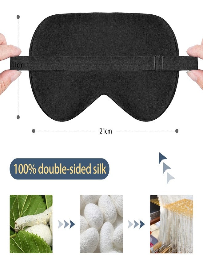 townssilk 100% silk sleep mask with adjustable strap,comfortable and super soft eye mask ultimate sleeping aid,blindford silver stars - Image 4