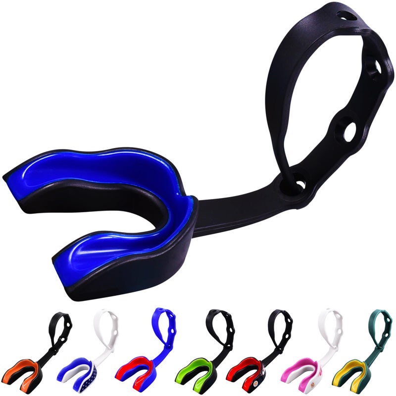 Oral Mart Black/Blue Strapped Youth Mouth Guard for Kids - Sports Mouthguard with Connected Strap for Ice Hockey, Football, Lacrosse, Taekwondo - Image 5