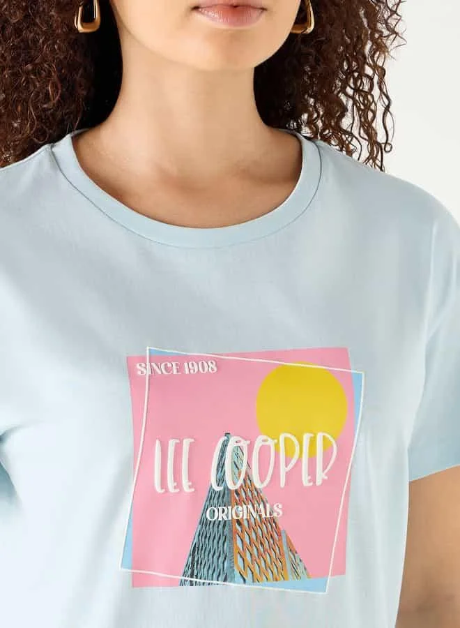 Lee Cooper Lee Cooper Graphic Print Crew Neck T-shirt with Short Sleeves