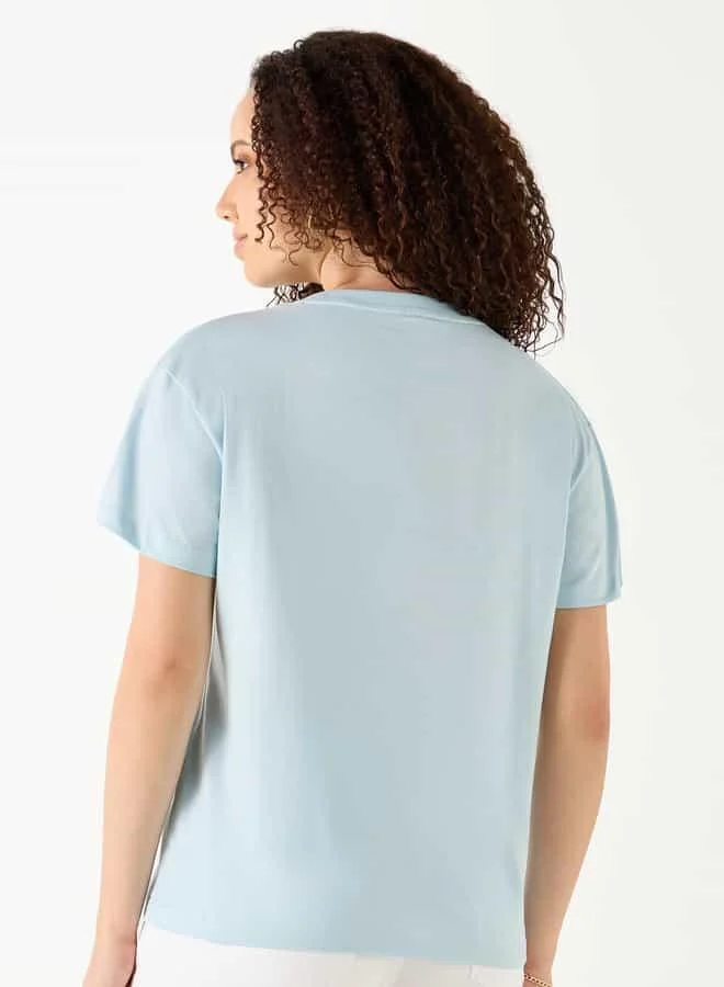 Lee Cooper Lee Cooper Graphic Print Crew Neck T-shirt with Short Sleeves