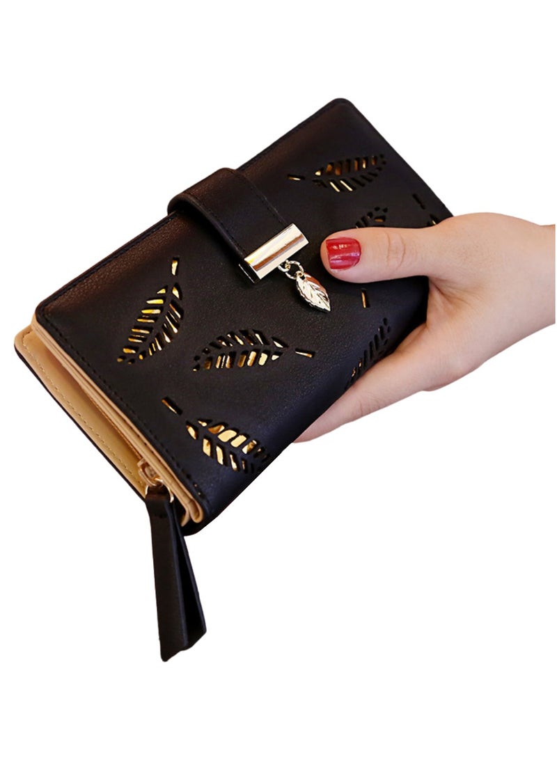 Baellery Women Wallet - Leaves - Black - Image 1