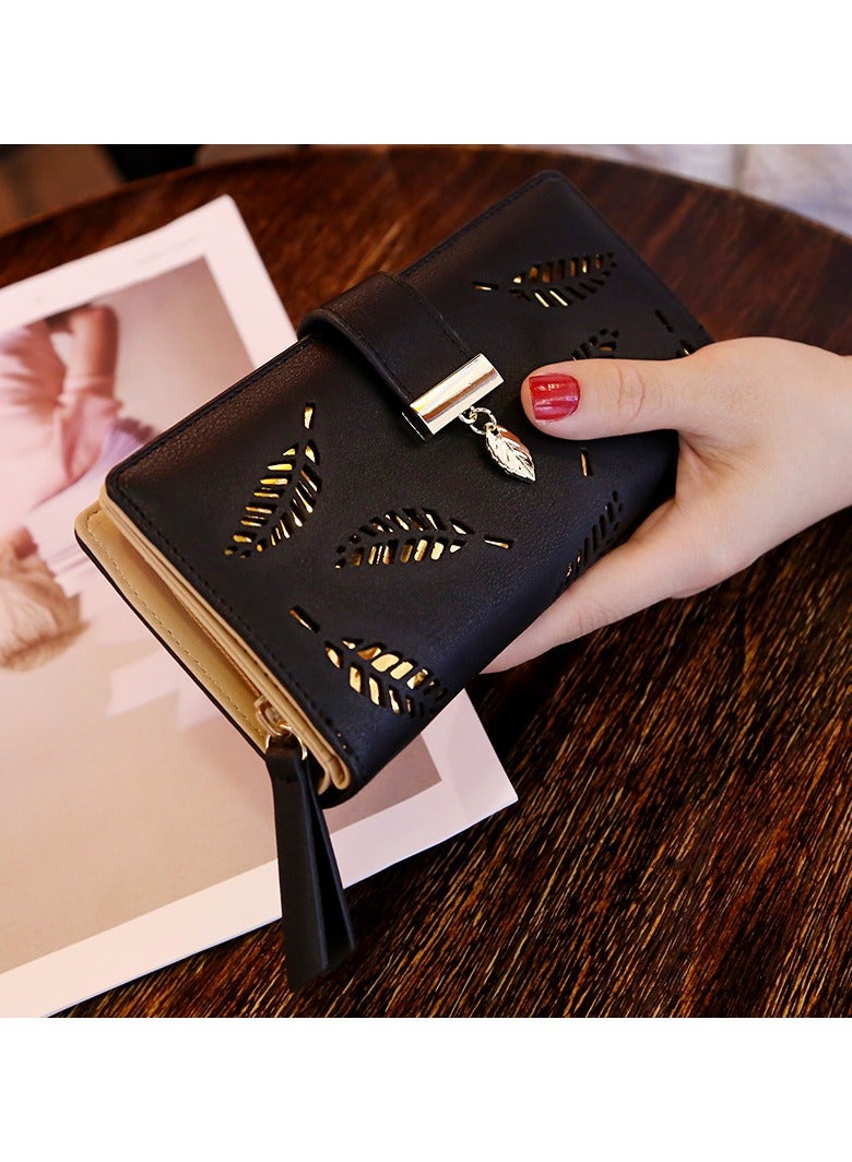 Baellery Women Wallet - Leaves - Black - Image 2