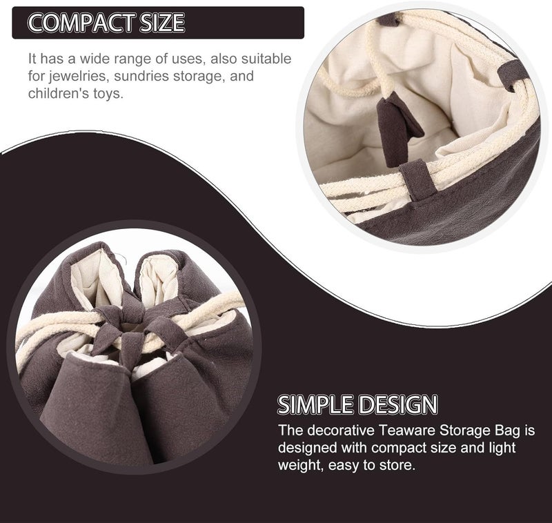 All storage type compatible Portable Teapot Bag with Drawstring Closure, Multi-function Teacup Storage Pouch Thickened Dark Gray Fabric, Travel Tea Set Organizer for Home and Outdoor Use Long term storage compatible Hot & cold climate compatible UV resistant Quick available purchase options Narrow & wide space compatible Compact trendy practical build Low wear optimized design Gulf market standard build Practical design alternatives All-item unified delivery Experience optimized build Elegant practical design Trendy natural assorted colors Gulf climate tested upgraded quality Multi-price design picks All user group compatible New residential zone delivery Multiple local stock source Wide daily application Permanent & temporary usable Climate adapted upgraded quality Good ventilation Rack sorted local inventory Multi-demand compliant quality - Image 3