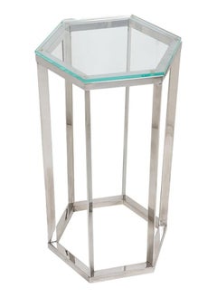 RIGID Stainless Steel End Table with Glass Top  71x40x40cm  - Image 4