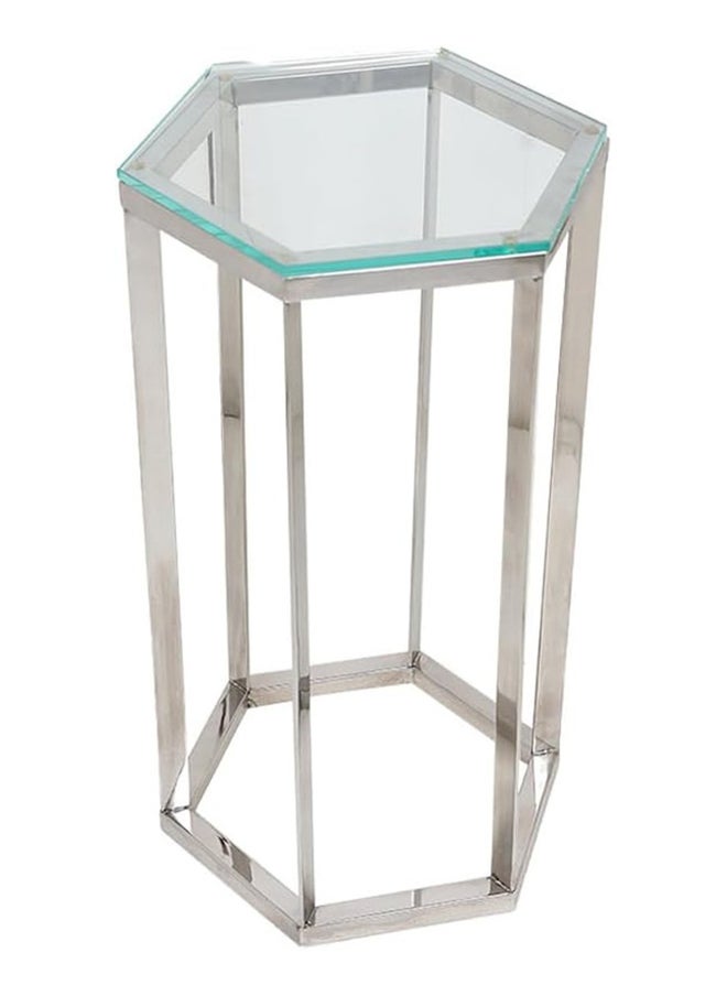 RIGID - Stainless Steel End Table with Glass Top  71x40x40cm - Image 1