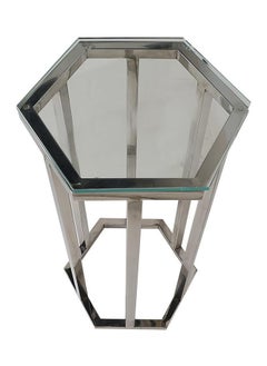 RIGID Stainless Steel End Table with Glass Top  71x40x40cm  - Image 3