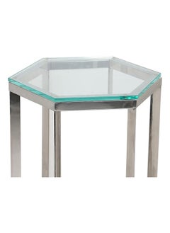 RIGID Stainless Steel End Table with Glass Top  71x40x40cm  - Image 2
