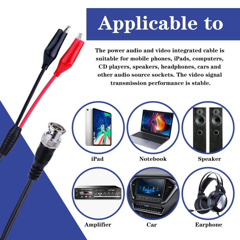 Glamorway Pack of 2 BNC Q9 to Double Alligator Clip Test Cable Probe Leads Oscilloscope Test - Image 2