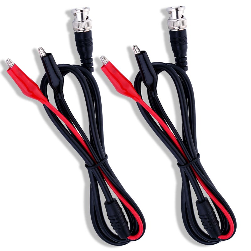 Glamorway Pack of 2 BNC Q9 to Double Alligator Clip Test Cable Probe Leads Oscilloscope Test - Image 1
