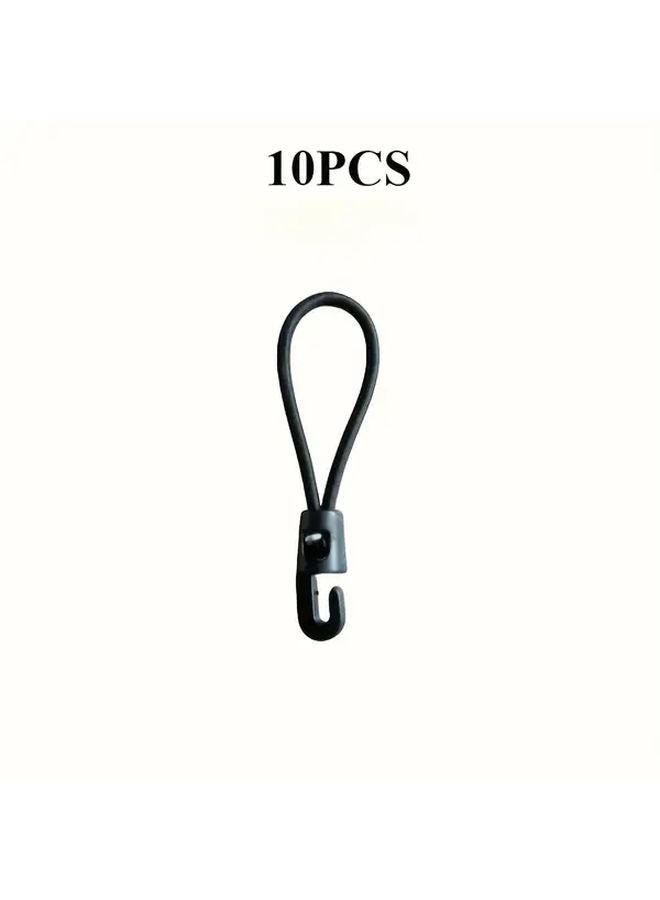 10pcs 10cm Heavy Duty Elastic Bungee Cords with Hooks Durable Safe Rubber Stretch Straps for Camping Pool Covers Boat Canopies - Image 1