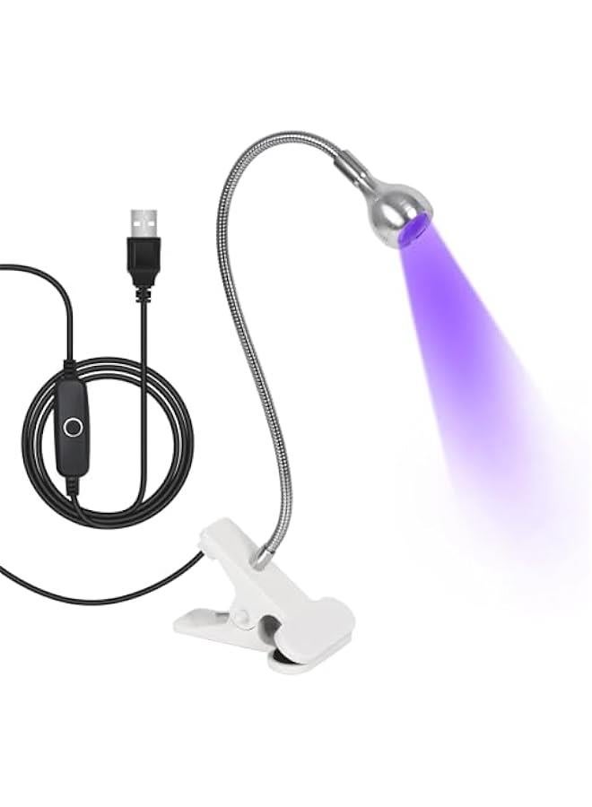 HOOKOR Nail Lamp LED Nail Manicure Dryer Curing Light with Black Gooseneck and Clamp for Gel Nails (White) - Image 1
