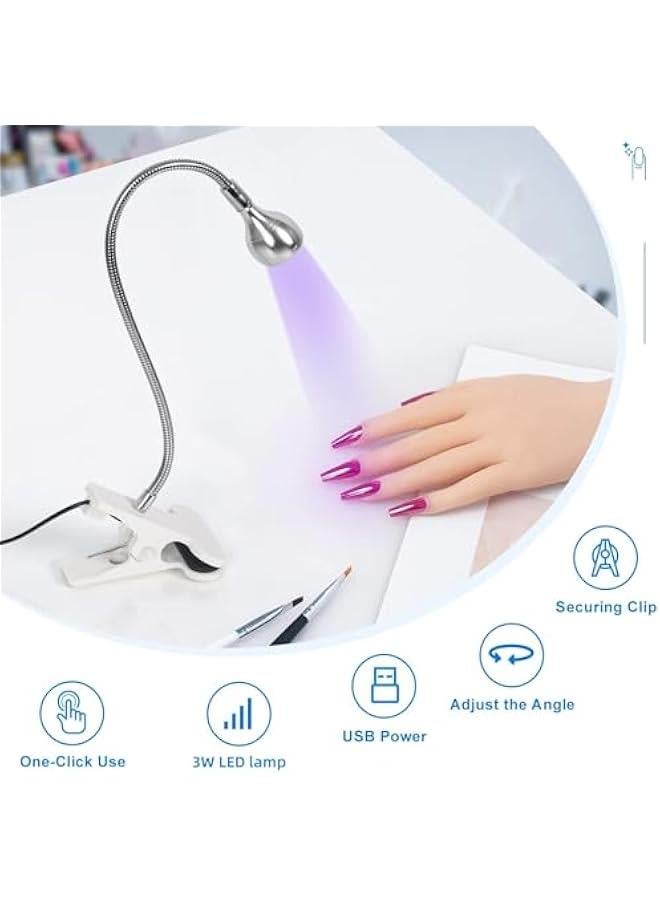 HOOKOR Nail Lamp LED Nail Manicure Dryer Curing Light with Black Gooseneck and Clamp for Gel Nails (White) - Image 3