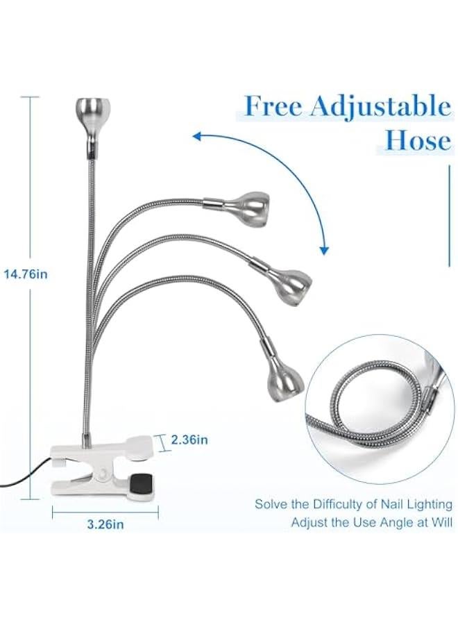 HOOKOR Nail Lamp LED Nail Manicure Dryer Curing Light with Black Gooseneck and Clamp for Gel Nails (White) - Image 5