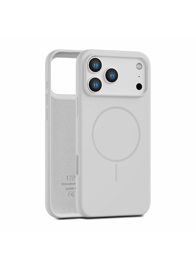 O Ozone Magnetic Silicone Case For iPhone 17 Pro Max |Compatible with MagSafe |Liquid Silicone Material Anti-Scratch Microfiber Lining Phone Cover with Camera Lens Protection - White - Image 1