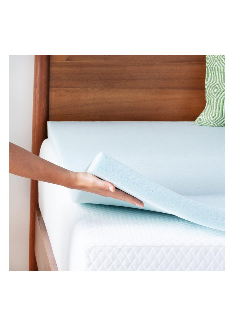 LINENSPA - LINENSPA Memory Foam Mattress Topper - Gel-Infused Memory Foam - 2 Inch Style - Queen Size - Plush Feel - Cooling Design - Pressure Relieving - Dorm Room Essentials - CertiPUR Certified - Image 1