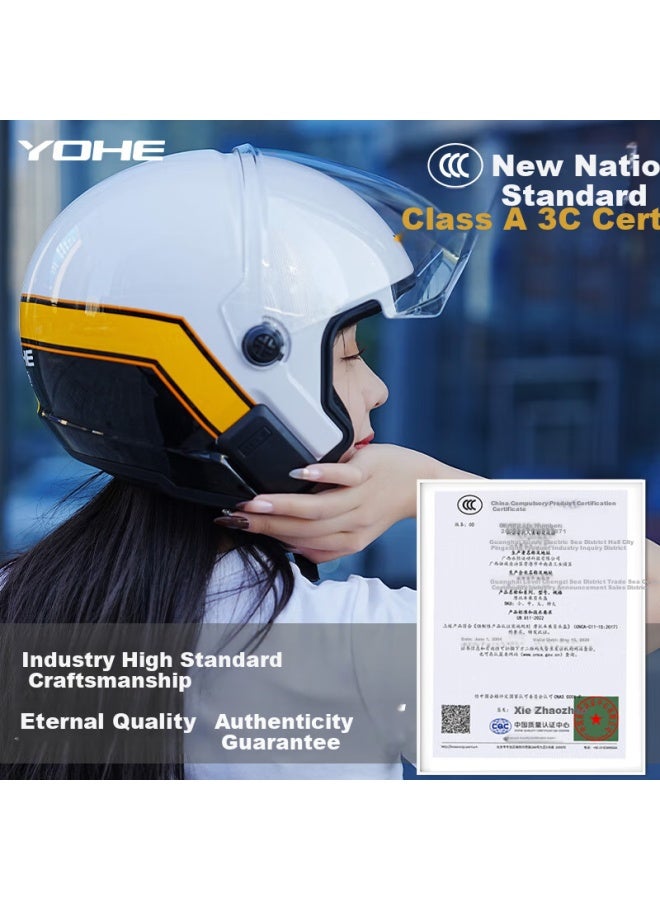 Yohe Motorcycle Electric Bike Helmet Uni Safety Helmet 3c Certified Dk8 Dynamic Yellow White XL Size - Image 4