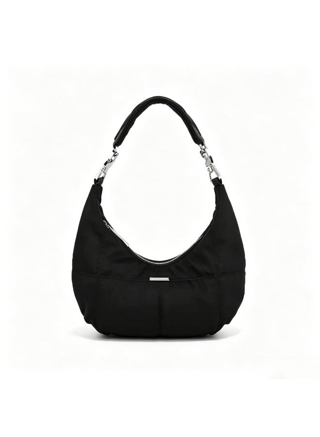 Nylon Crescent Shoulder Bag for Women, 0.26 lbs Ultra-Lightweight Y2K Hobo Purse with Detachable Strap & Zipper Closure, Minimalist Everyday Handbag for Work, Travel & Casual Daily Wear - Image 1