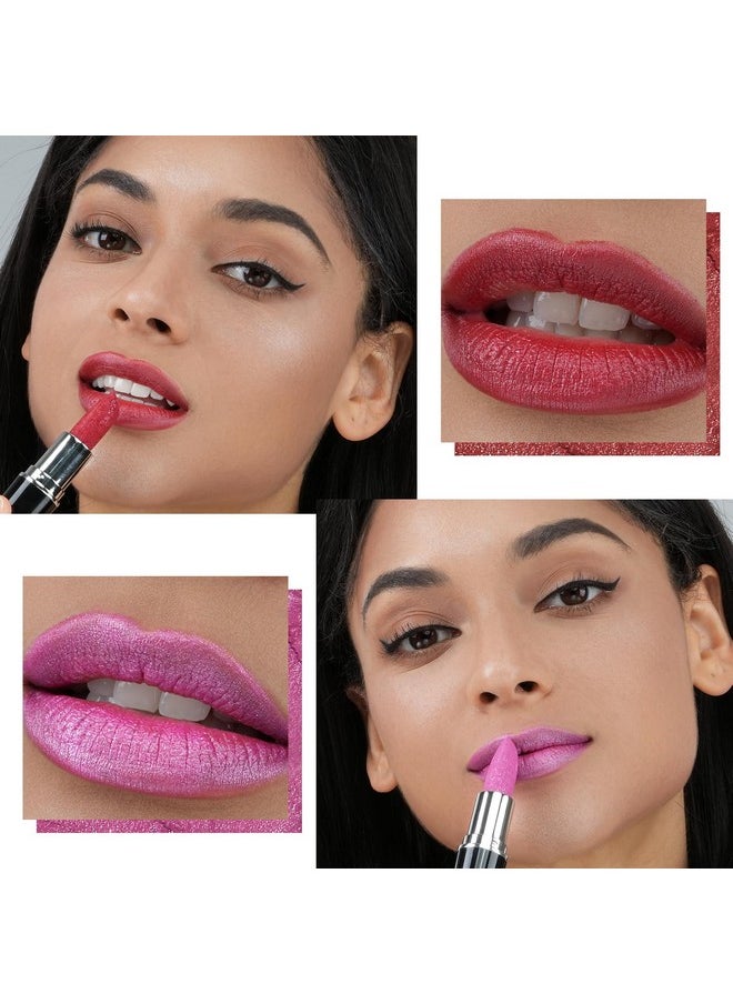 Anglicolor 2Pcs Glitter Lipstick High Impact Lipcolor,Red And Pink Lipstick Moisturizing Creamy Formula,Metallic Lipstick For Women For Vegan & Cruelty-Free,Full-Coverage Lip Color  - Image 1