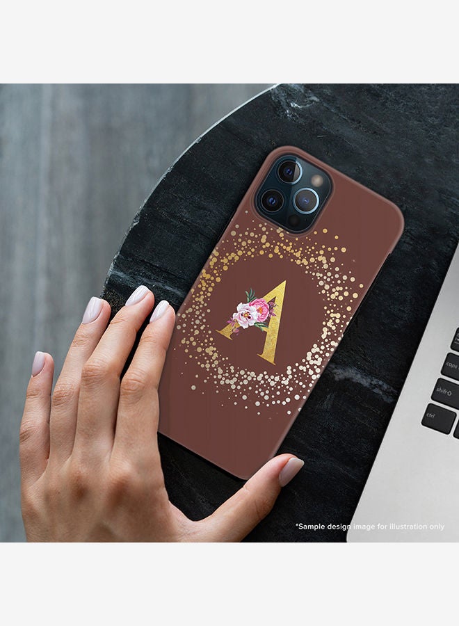 Stylizedd Monogram Tough Series for Apple iPhone 12 Pro Max Custom Initials Floral Pattern Tough Pro Dual Layer hybrid PC inner TPU protection Alphabet- T (Brown) - Image 2
